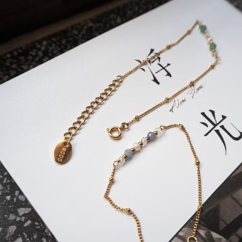 :: 花季浮光 :: 坦桑石 祖母綠石 淡水珍珠 赫基蒙水晶 細手鍊