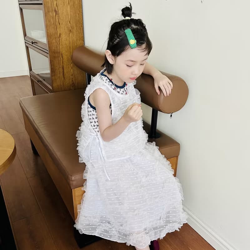 白色蕾絲花外搭背心 / 童裝 親子裝