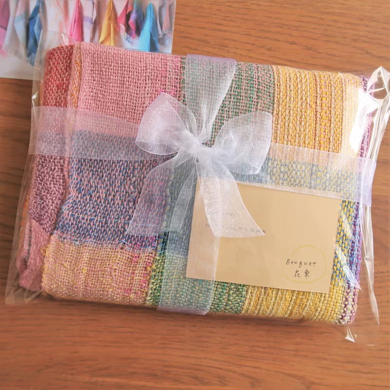 大判リネンシルクストール　白　虹　ウォールアート　タペストリー　Shawl (L) 37　入學   畢業　母親節　禮物　生日禮物