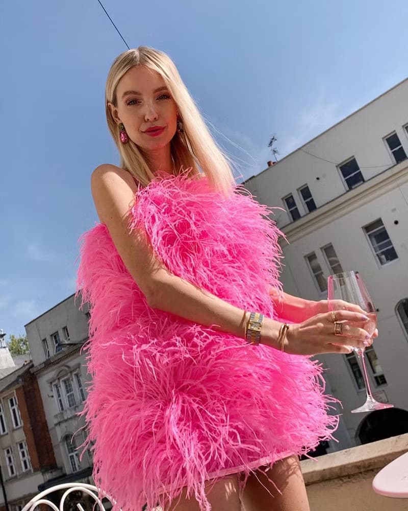 Aston shocking pink ostrich feather dress  for cocktail party dress