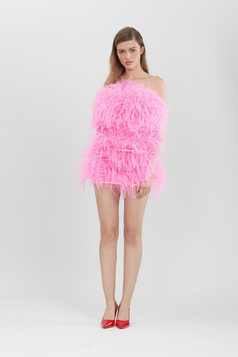 Aston shocking pink ostrich feather dress  for cocktail party dress