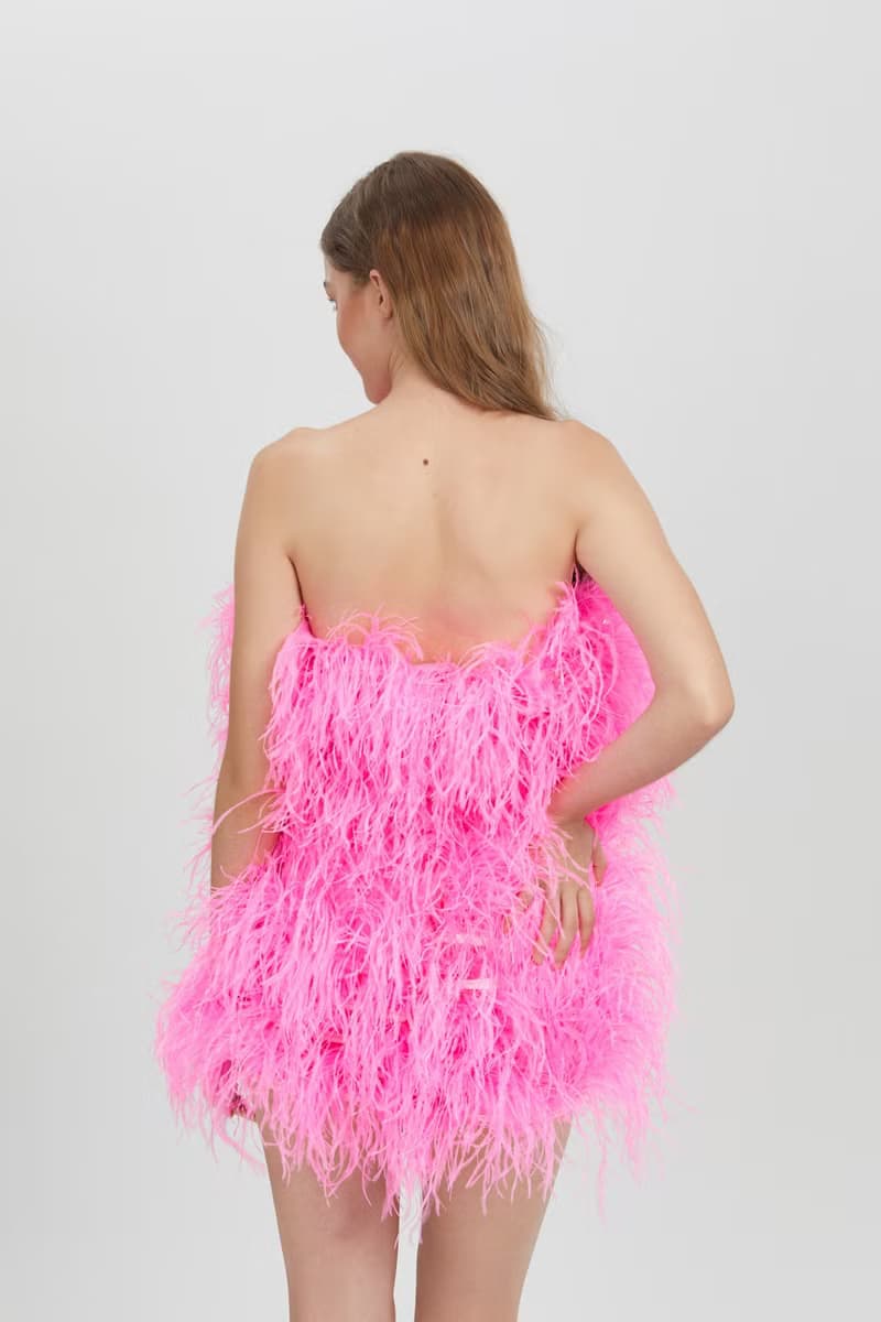 Aston shocking pink ostrich feather dress  for cocktail party dress