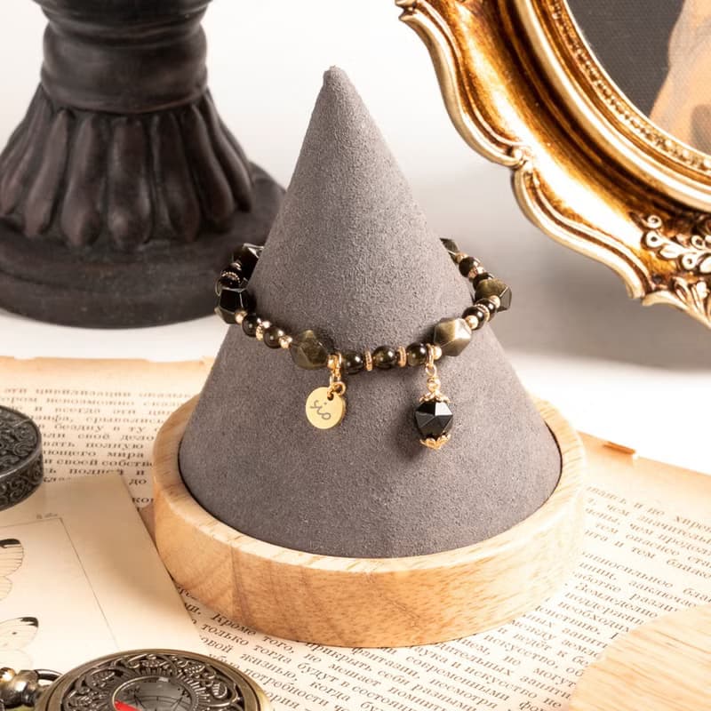 水晶手鍊【稜角-逆光】金曜石手鍊