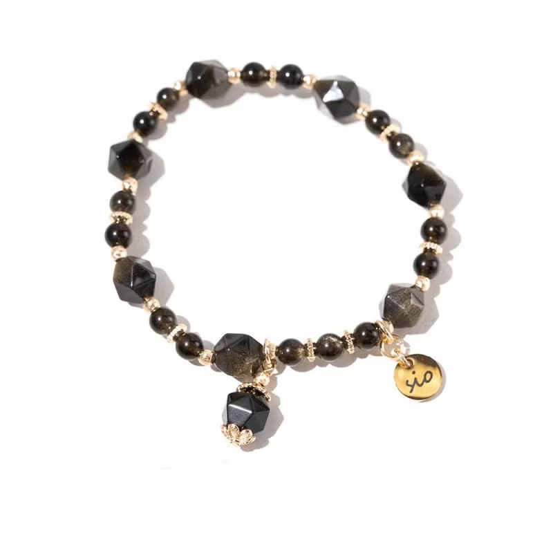 水晶手鍊【稜角-逆光】金曜石手鍊