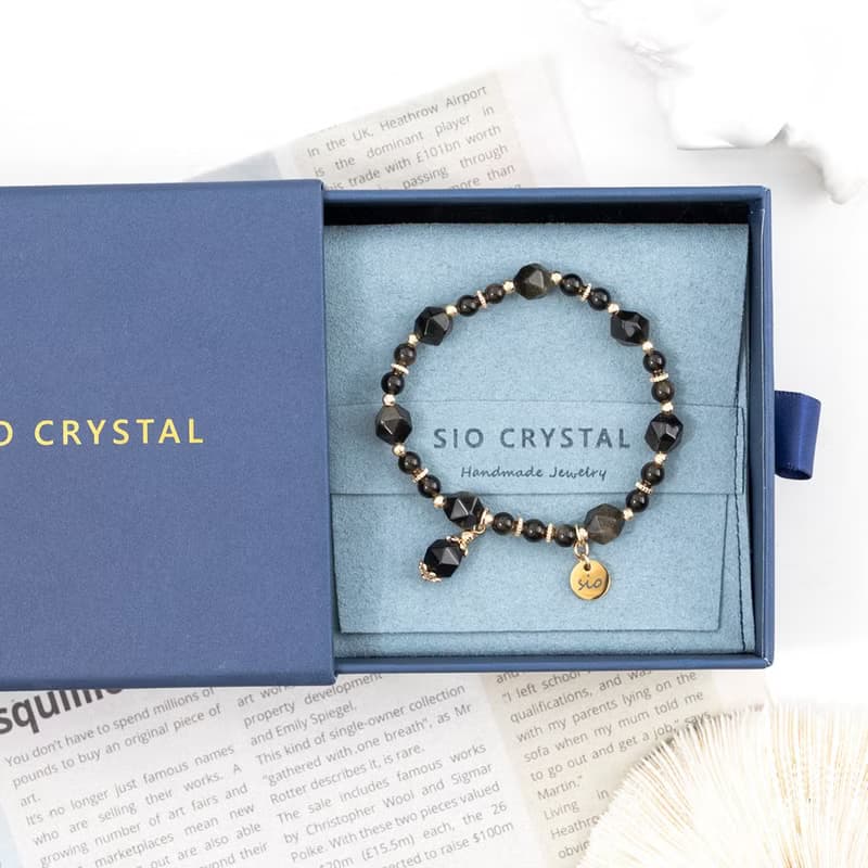 水晶手鍊【稜角-逆光】金曜石手鍊