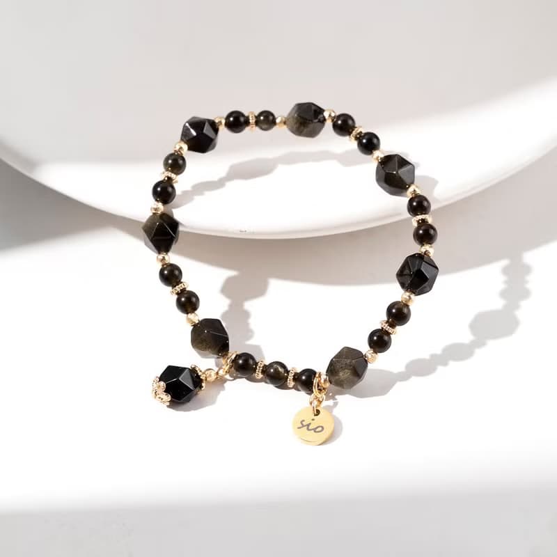 水晶手鍊【稜角-逆光】金曜石手鍊