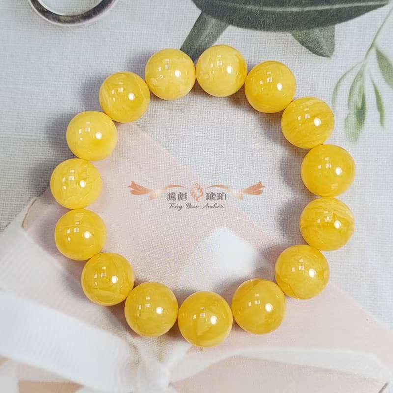 騰彪琥珀 天然琥珀蜜蠟 頂級焦皮料 飄花蜜蠟 臻品典藏 素色手鍊