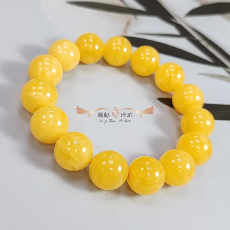 騰彪琥珀 天然琥珀蜜蠟 頂級焦皮料 飄花蜜蠟 臻品典藏 素色手鍊