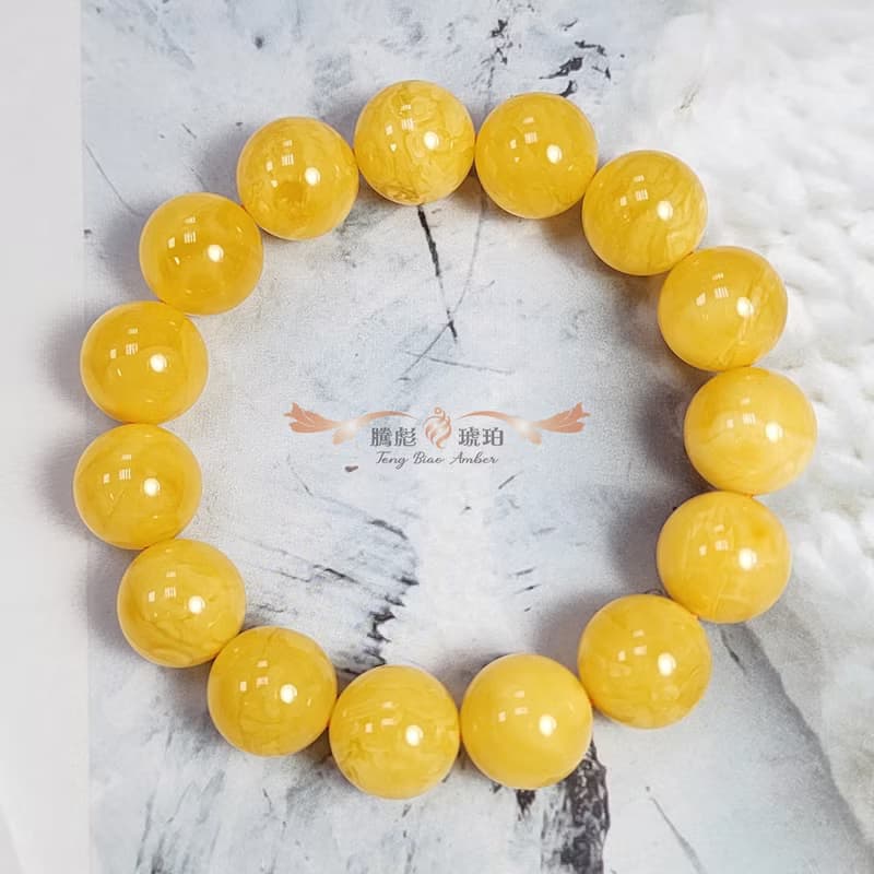 騰彪琥珀 天然琥珀蜜蠟 頂級焦皮料 飄花蜜蠟 臻品典藏 素色手鍊