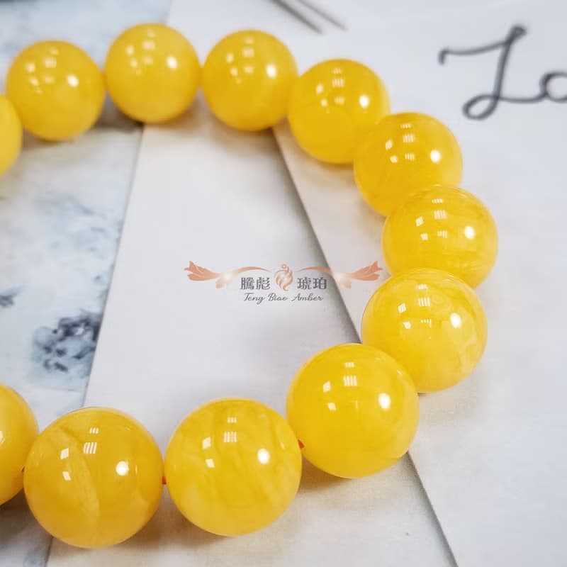 騰彪琥珀 天然琥珀蜜蠟 頂級焦皮料 飄花蜜蠟 臻品典藏 素色手鍊