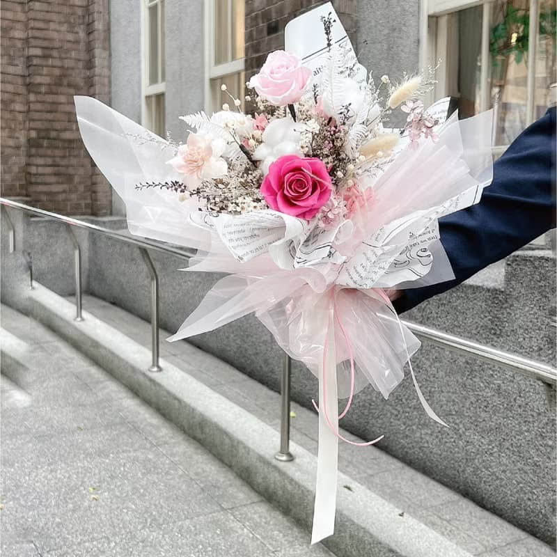 粉紅必勝永生花花束 | 粉紅色系 紀念日 情人節禮物 生日禮物