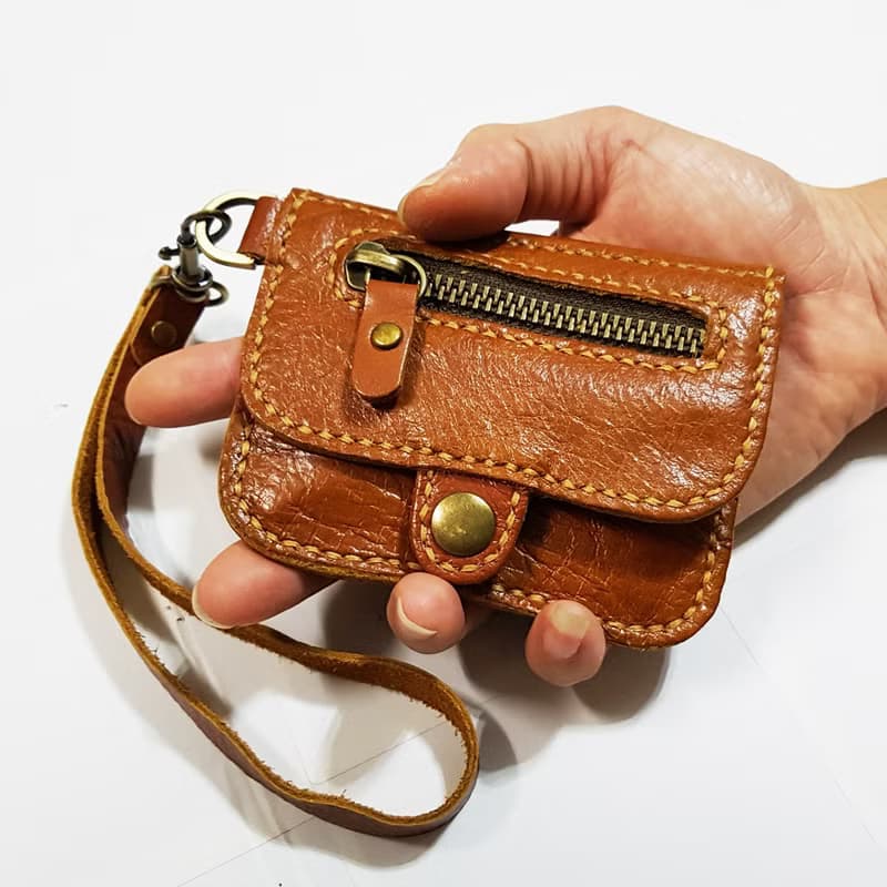 GENUINE LEATHER HAND STITCHED MINI PURSE / COIN PURSE / CARD HOLDER / POUCH