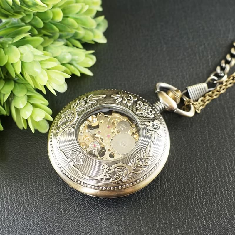 Mechanical Pocket Watch Pendant Steampunk Necklace Watch Gears Jewelry Accessory
