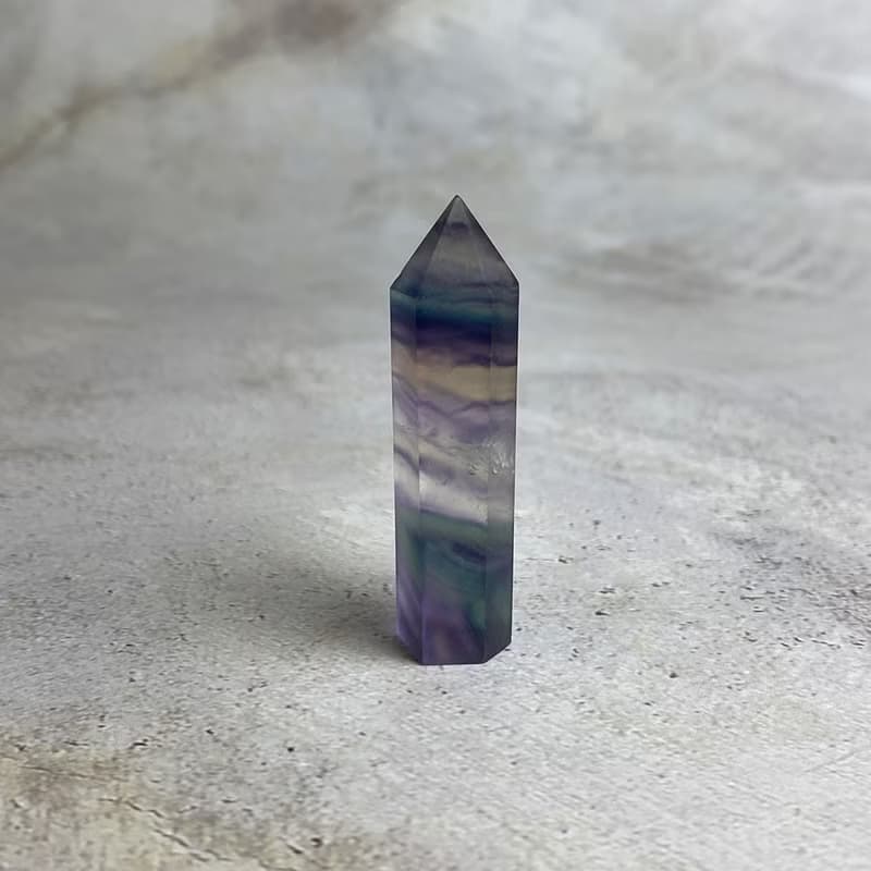 水晶柱- 彩螢石  辦公室療癒微景觀 裝置擺飾 一物一圖