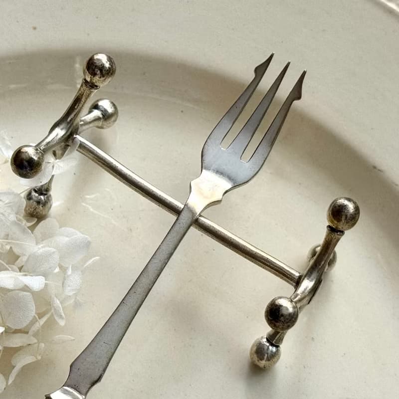 50458-珍稀古董珍珠母貝叉17.5cm