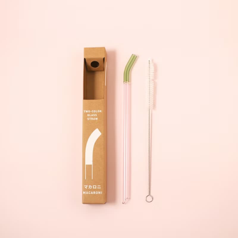 好玻 GOODGLAS | 雙色吸管單入組-粉&綠/彎口款