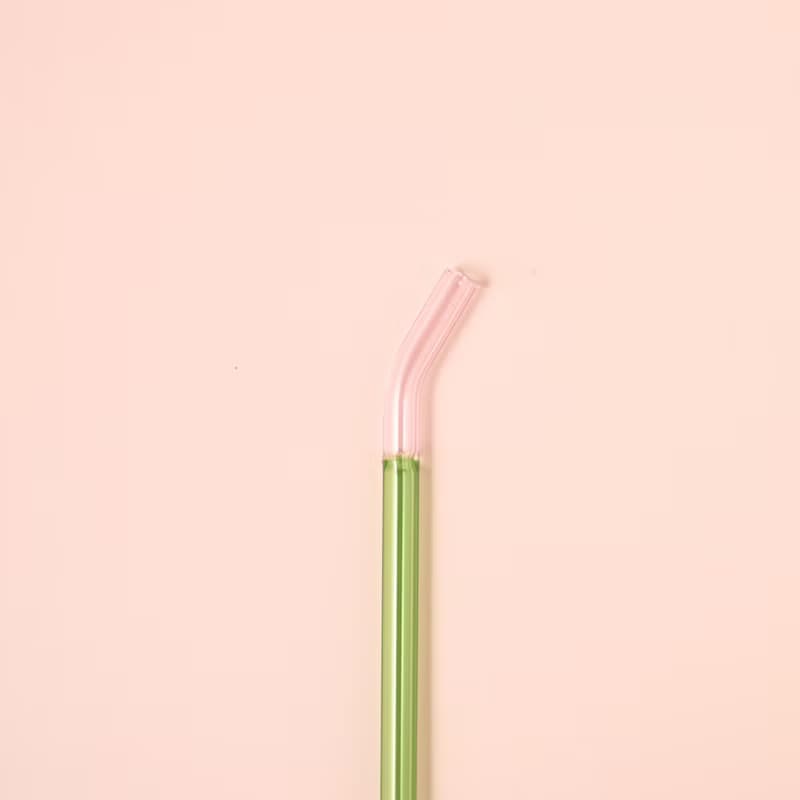 好玻 GOODGLAS | 雙色吸管單入組-粉&綠/彎口款