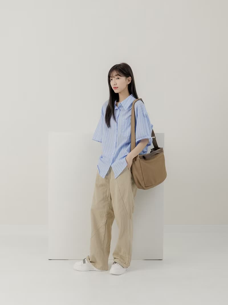 supportingrole 真皮簡約實用都會肩側背包  淺棕色