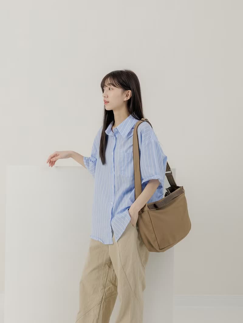 supportingrole 真皮簡約實用都會肩側背包  淺棕色