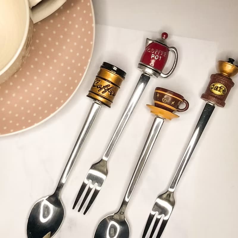 復古咖啡造型叉匙4入組