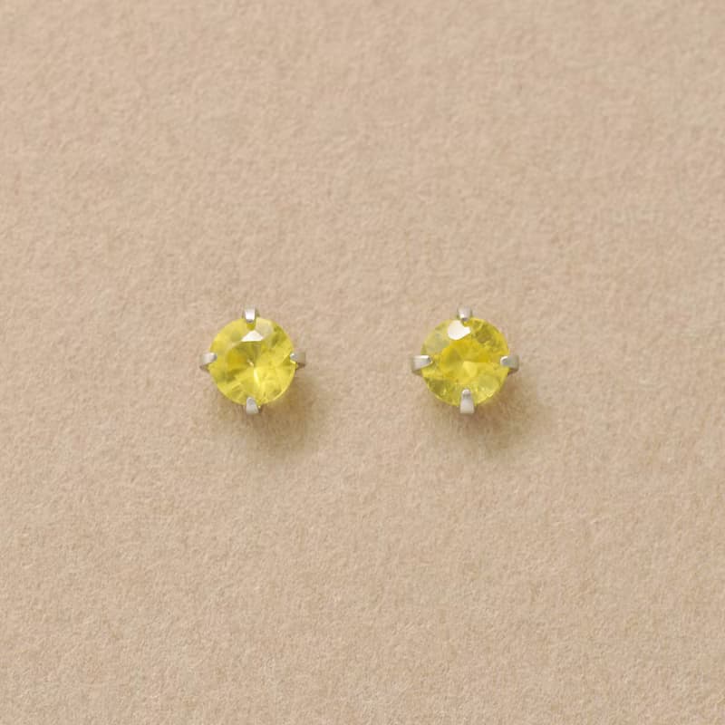 【Second Earrings】 鉑金黃色藍寶石耳環
