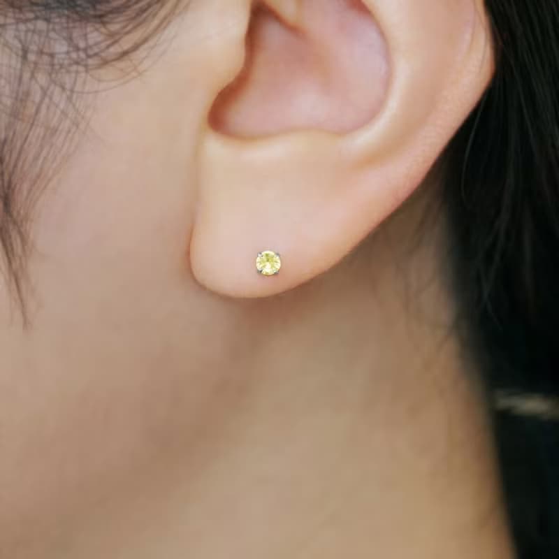 【Second Earrings】 鉑金黃色藍寶石耳環