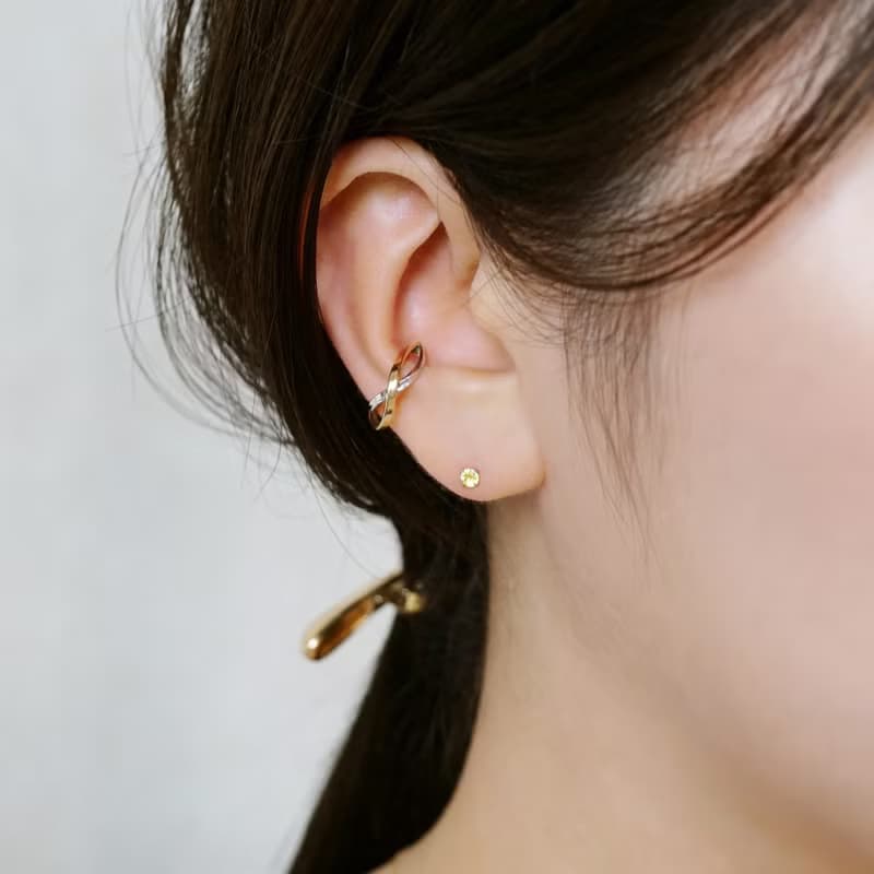 【Second Earrings】 鉑金黃色藍寶石耳環