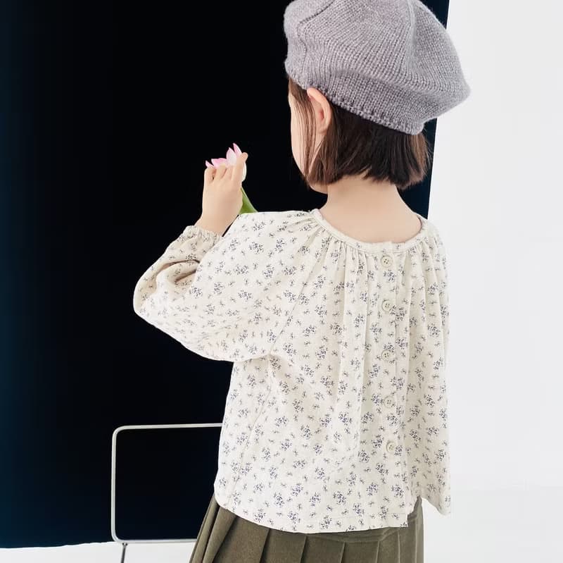 藍色小碎花純棉上衣 / 長袖 童裝