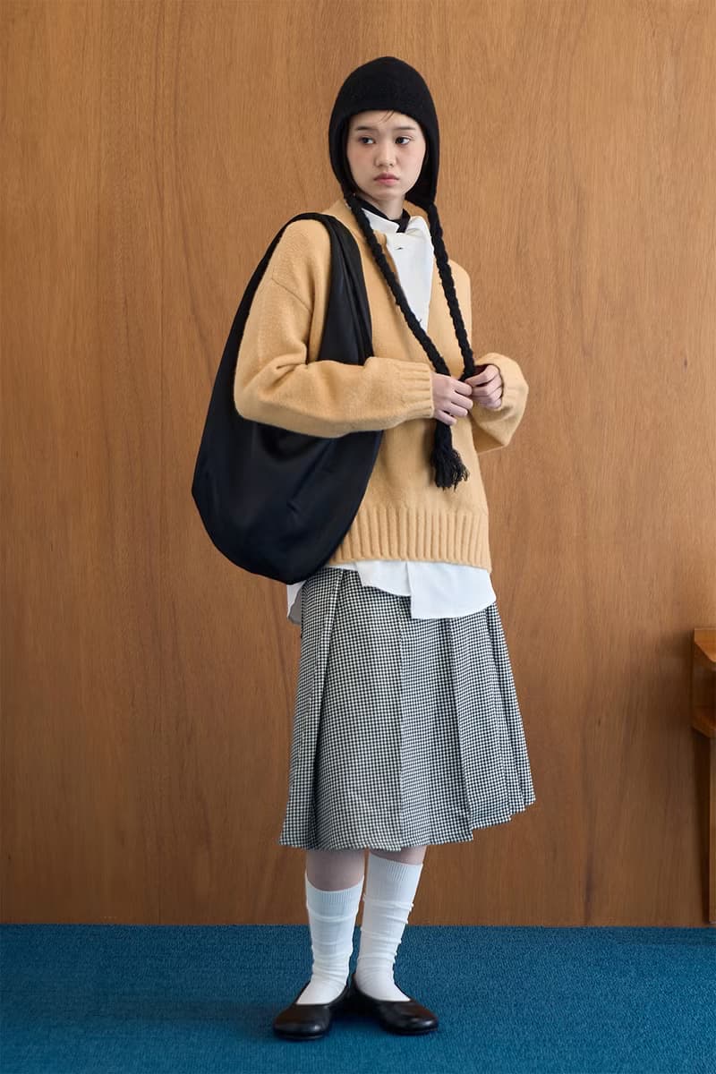 日系復古 黑白千鳥格寬腰皮袢半裙