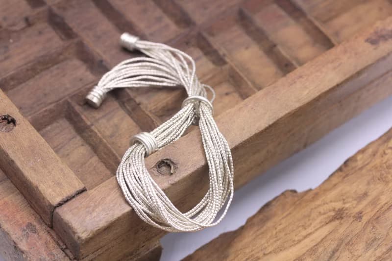 CUSTOM 20cm wrist- Multi-strand bracelet in handmade silver beads (B0080)