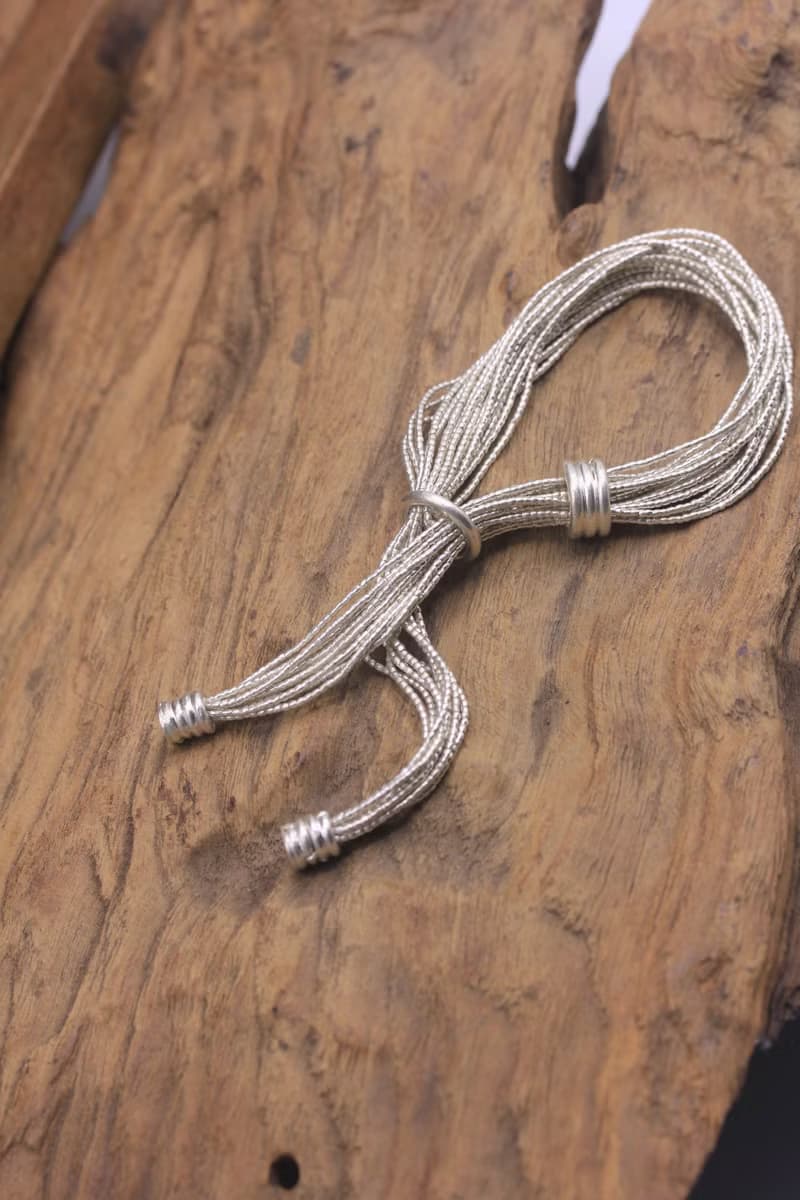 CUSTOM 20cm wrist- Multi-strand bracelet in handmade silver beads (B0080)