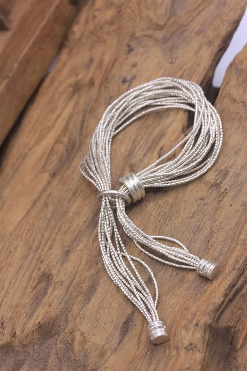 CUSTOM 20cm wrist- Multi-strand bracelet in handmade silver beads (B0080)