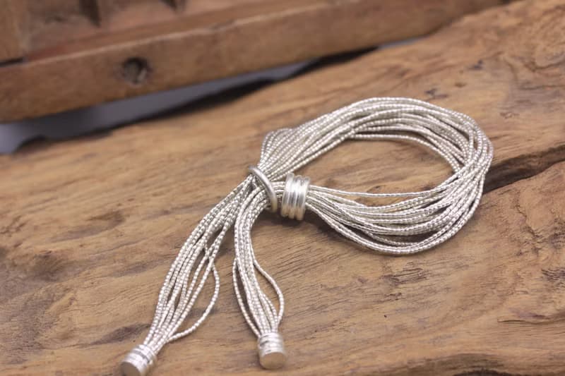 CUSTOM 20cm wrist- Multi-strand bracelet in handmade silver beads (B0080)