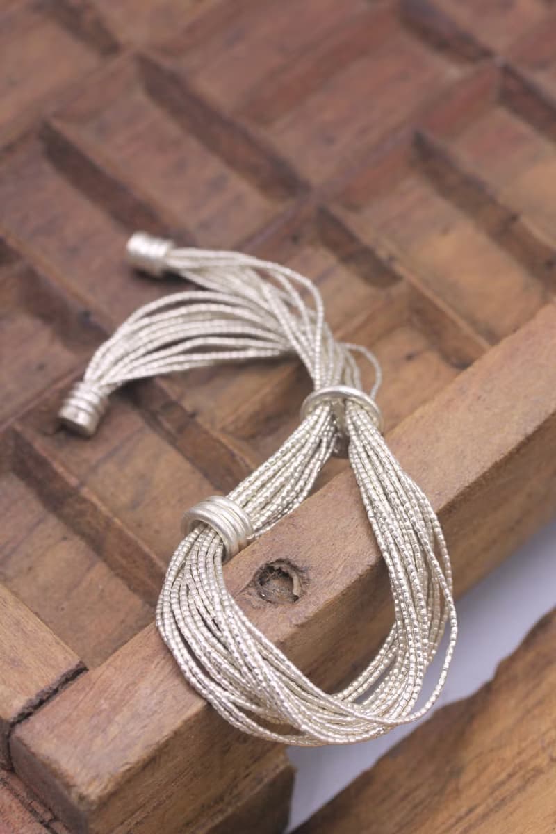 CUSTOM 20cm wrist- Multi-strand bracelet in handmade silver beads (B0080)