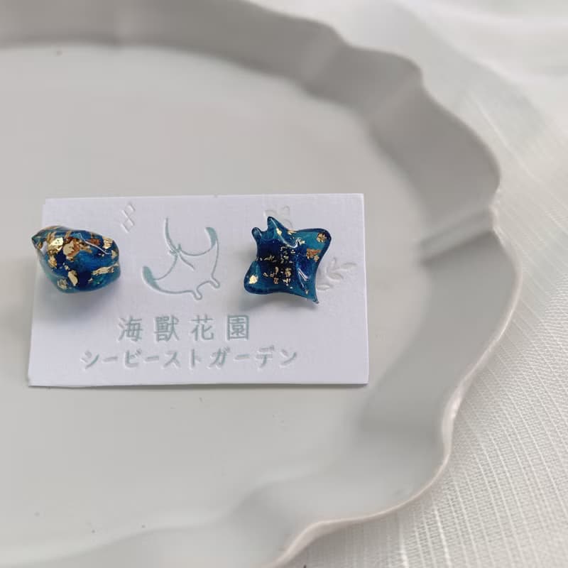 【小耳釘系列】深海礦石 不對稱耳環 耳針/耳夾