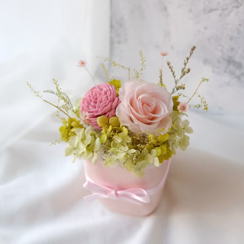 【小盆花】盆栽/粉色/不凋花/永生花/乾燥花/七夕/情人節