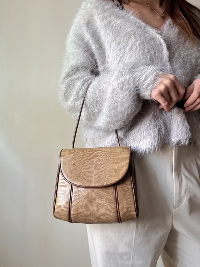 中古正品 YSL 聖蘿蘭 蜥蜴皮 斜背包 手袋 手提袋