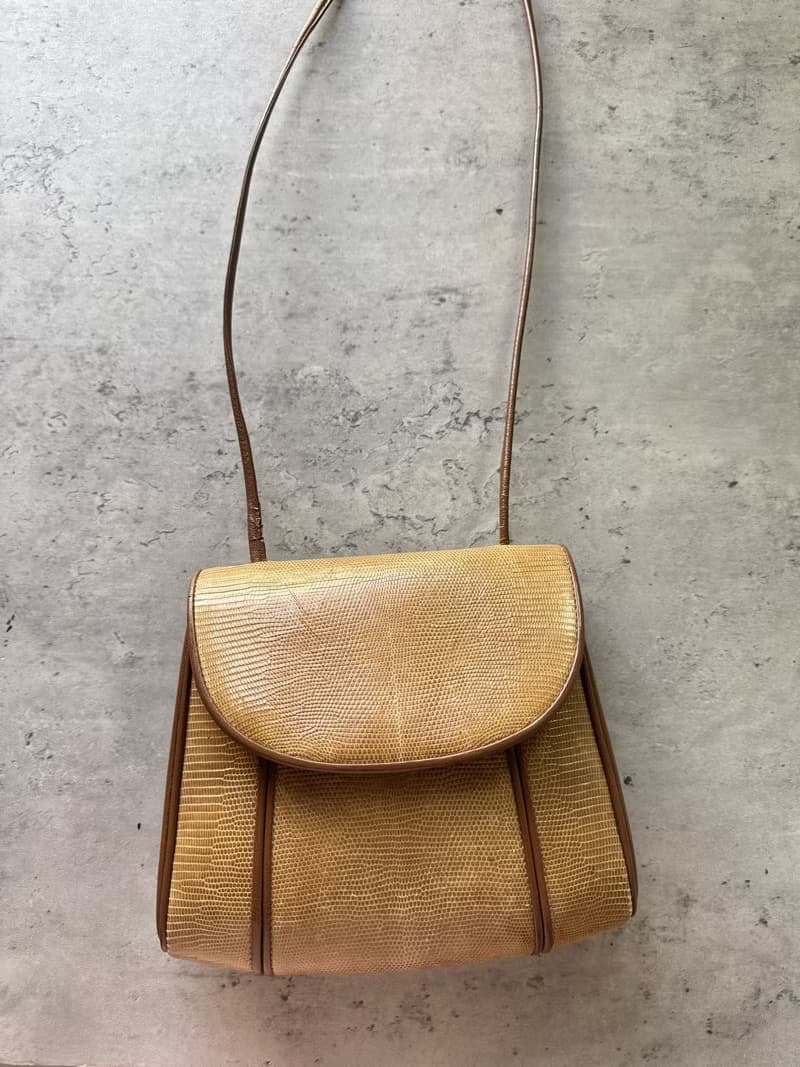 中古正品 YSL 聖蘿蘭 蜥蜴皮 斜背包 手袋 手提袋