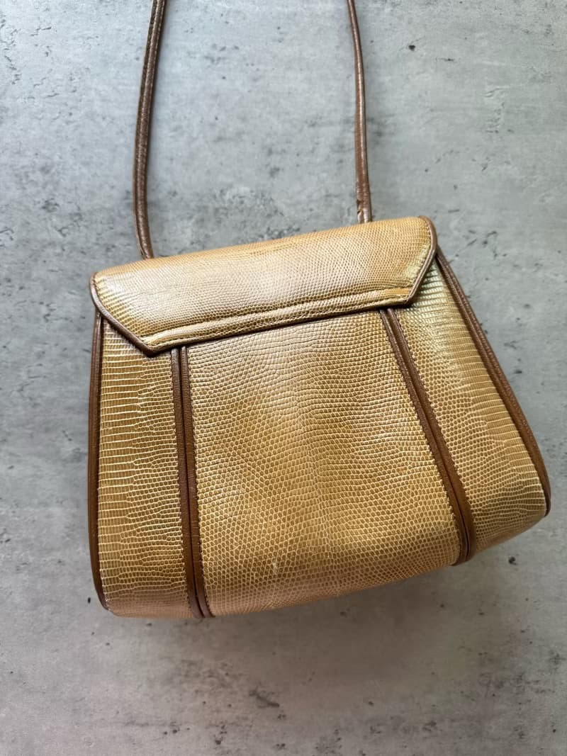 中古正品 YSL 聖蘿蘭 蜥蜴皮 斜背包 手袋 手提袋
