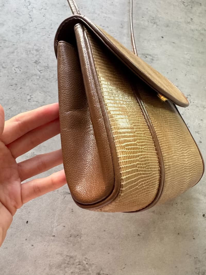 中古正品 YSL 聖蘿蘭 蜥蜴皮 斜背包 手袋 手提袋