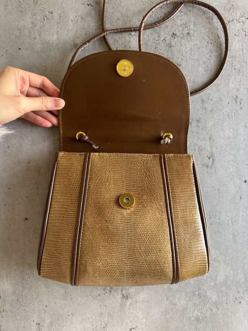 中古正品 YSL 聖蘿蘭 蜥蜴皮 斜背包 手袋 手提袋