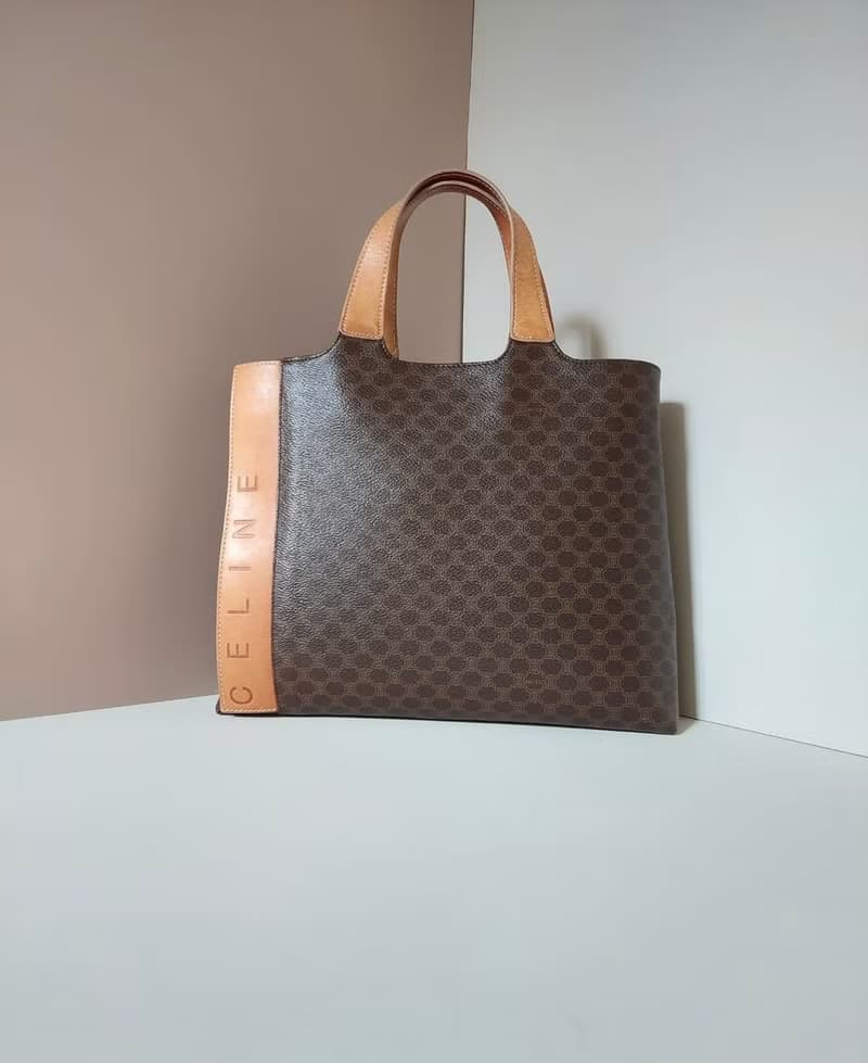 絕版古董包 Celine咖啡色老花托特包 皮革包 中古包 手提包 二手