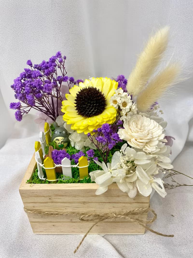 可擴香造景盆花 生日禮物 閨蜜禮物 向日葵 乾燥花 紫色花園