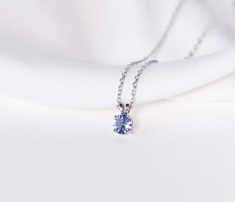 頂級坦桑石-純銀鍍白金色項鍊5mm-項鏈-十二月誕生石