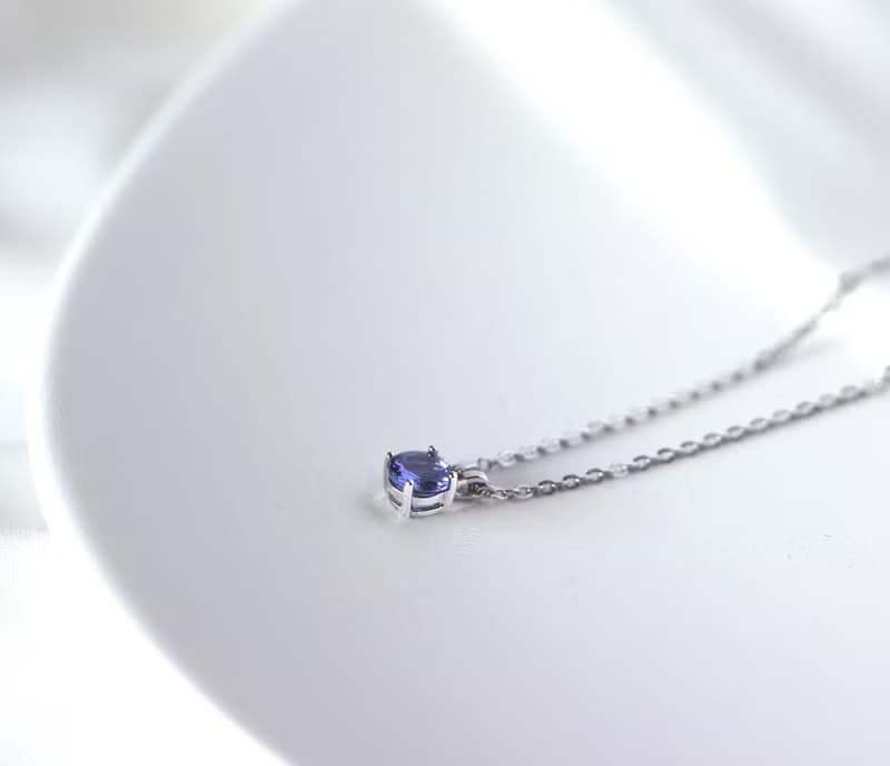 頂級坦桑石-純銀鍍白金色項鍊5mm-項鏈-十二月誕生石