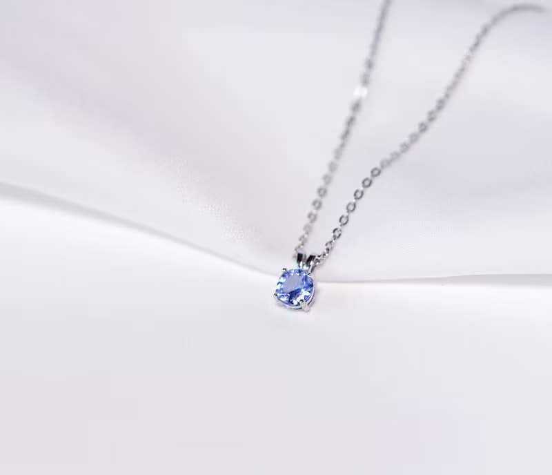 頂級坦桑石-純銀鍍白金色項鍊5mm-項鏈-十二月誕生石
