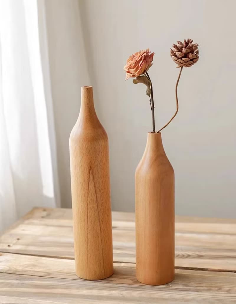 實木藝術花瓶 乾花插花器 小微型  聖誕節慶插花