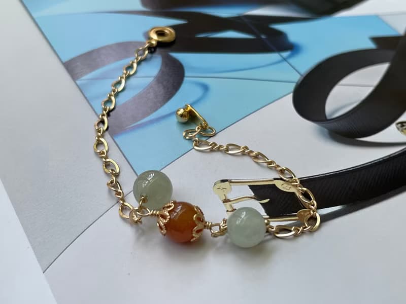 琪花//天然翡翠A貨 白翡 紅翡 美國14KGF配飾 手鍊