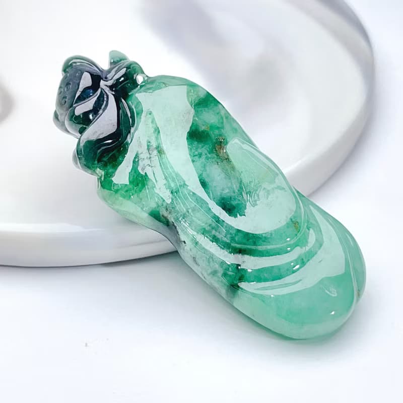 飄綠翡翠蓮花吊墜 | 天然緬甸A貨翡翠 | 送禮