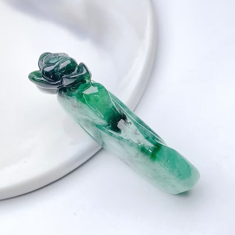 飄綠翡翠蓮花吊墜 | 天然緬甸A貨翡翠 | 送禮